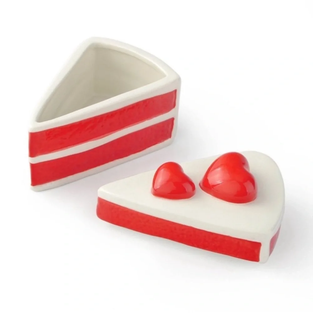 Red & White Heart Cake Slice Ceramic Trinket Box, New Target Bullseye Playground